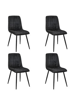 Zestaw 4 sztuk czarnych welurowych krzeseł z metalowymi nogami -  Soniro 4X ze sklepu Edinos.pl w kategorii Krzesła - zdjęcie 172230152