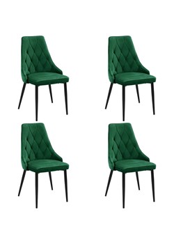 Zestaw welurowych krzeseł 4 sztuki butelkowa zieleń - Sageri 4X ze sklepu Edinos.pl w kategorii Krzesła - zdjęcie 172230180