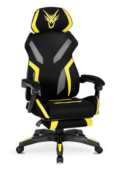 Czarno-żółty fotel gamingowy z podnóżkiem - Olfi ze sklepu Edinos.pl w kategorii Krzesła do biurka - zdjęcie 172230380