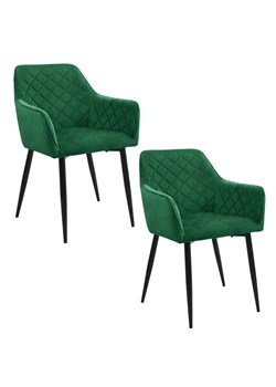 Komplet 2 welurowych krzeseł z podłokietnikami butelkowa zieleń - Wanja ze sklepu Edinos.pl w kategorii Krzesła - zdjęcie 172230533