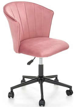 Różowy fotel obrotowy welurowy - Vigi ze sklepu Edinos.pl w kategorii Krzesła biurowe - zdjęcie 172230692