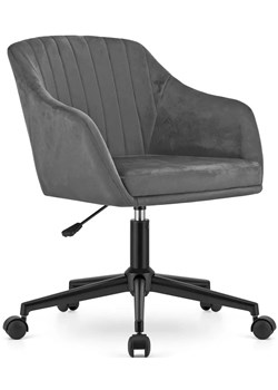 Ciemnoszare krzesło welurowe obrotowe - Brasi ze sklepu Edinos.pl w kategorii Krzesła biurowe - zdjęcie 172230893