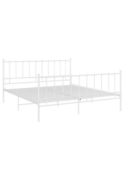 Białe metalowe łózko małżeńskie 160x200 cm - Laxi ze sklepu Edinos.pl w kategorii Łóżka i materace - zdjęcie 172230910