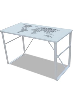 Szklane białe biurko z nadrukiem mapy świata - Owello 4X ze sklepu Edinos.pl w kategorii Biurka i sekretarzyki - zdjęcie 172231112
