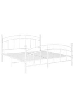 Białe metalowe łóżko z zagłówkiem 140x200 cm - Enelox ze sklepu Edinos.pl w kategorii Łóżka i materace - zdjęcie 172231284