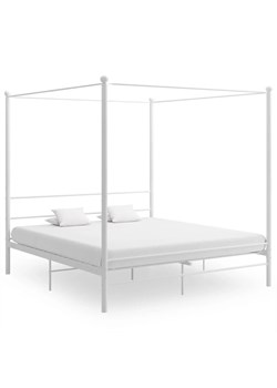 Białe rustykalne łóżko małżeńskie 200x200 cm - Wertes ze sklepu Edinos.pl w kategorii Łóżka i materace - zdjęcie 172231344