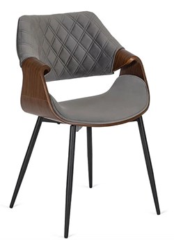 Nowoczesne welurowe krzesło z podłokietnikami szary + orzech - Zerti ze sklepu Edinos.pl w kategorii Krzesła - zdjęcie 172231772