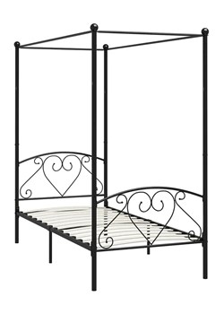 Czarne metalowe łóżko z baldachimem 100x200 cm - Elox ze sklepu Edinos.pl w kategorii Łóżka i materace - zdjęcie 172231783