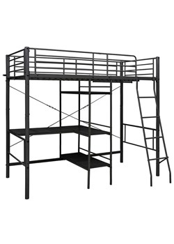 Czarne metalowe łóżko z regałem 90x200 cm - Emarox ze sklepu Edinos.pl w kategorii Łóżka i materace - zdjęcie 172231884