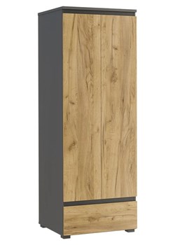 Dwudrzwiowa szafa z gładkim frontem antracyt + dąb craft - Elsinor 8X ze sklepu Edinos.pl w kategorii Szafy - zdjęcie 172231981