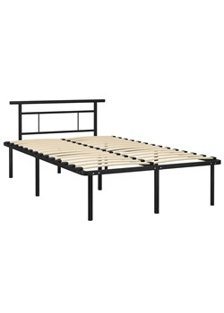 Czarne metalowe łóżko małżeńskie 140x200 cm Lamer ze sklepu Edinos.pl w kategorii Łóżka i materace - zdjęcie 172232004