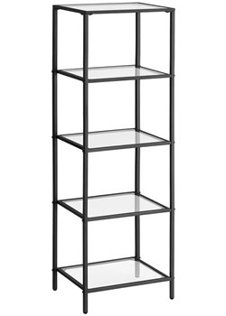 Czarny metalowy szklany regał z 5 półkami w stylu loft - Resso 3X ze sklepu Edinos.pl w kategorii Regały i witryny - zdjęcie 172232082
