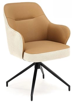 Brązowy obrotowy fotel tapicerowany - Cobi ze sklepu Edinos.pl w kategorii Krzesła do biurka - zdjęcie 172232220