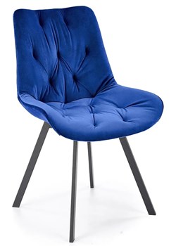 Granatowe metalowe tapicerowane krzesło obrotowe - Blubell ze sklepu Edinos.pl w kategorii Krzesła - zdjęcie 172232482
