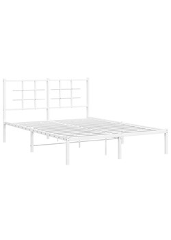 Białe duże łóżko z metalu 160x200 cm - Laxo ze sklepu Edinos.pl w kategorii Łóżka i materace - zdjęcie 172232721