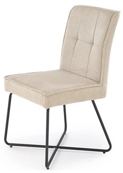 Beżowe tapicerowane krzesło metalowe - Salio ze sklepu Edinos.pl w kategorii Krzesła - zdjęcie 172232821