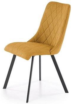 Musztardowe tapicerowane krzesło - Semir ze sklepu Edinos.pl w kategorii Krzesła - zdjęcie 172233112