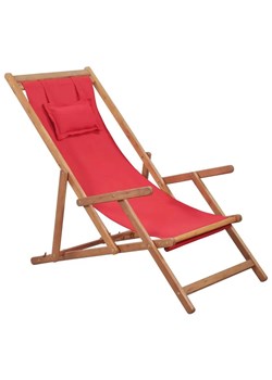 Czerwony składany leżak plażowy - Inglis ze sklepu Edinos.pl w kategorii Leżaki ogrodowe - zdjęcie 172234850