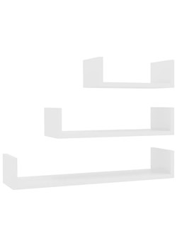 Zestaw białych półek ściennych z połyskiem - Baffic 3X ze sklepu Edinos.pl w kategorii Półki - zdjęcie 172236134