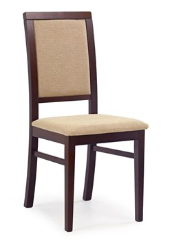 Drewniane krzesło tapicerowane Prince - Ciemny orzech + beż ze sklepu Edinos.pl w kategorii Krzesła - zdjęcie 172237191