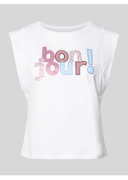 T-shirt z obszyciem z kamieni stras ze sklepu Peek&Cloppenburg  w kategorii Bluzki damskie - zdjęcie 172238781
