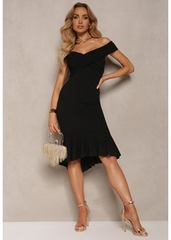 Czarna Sukienka Hiszpanka o Dopasowanym Fasonie z Falbanką Stantia ze sklepu Renee odzież w kategorii Sukienki - zdjęcie 172242381