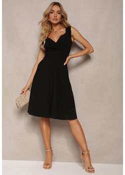 Czarna Kopertowa Sukienka Wieczorowa na Ramiączkach Puremia ze sklepu Renee odzież w kategorii Sukienki - zdjęcie 172242391