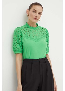 Morgan bluzka bawełniana DULIE damska kolor zielony gładka ze sklepu ANSWEAR.com w kategorii Bluzki damskie - zdjęcie 172243370