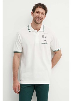 Lacoste polo bawełniane kolor beżowy z nadrukiem ze sklepu ANSWEAR.com w kategorii T-shirty męskie - zdjęcie 172243591