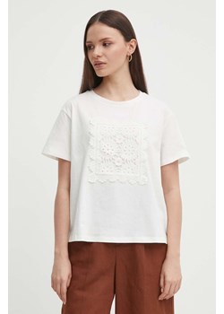 Sisley t-shirt bawełniany damski kolor beżowy ze sklepu ANSWEAR.com w kategorii Bluzki damskie - zdjęcie 172243780