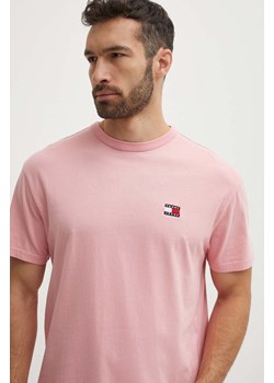 Tommy Jeans t-shirt bawełniany męski kolor różowy gładki DM0DM18912 ze sklepu ANSWEAR.com w kategorii T-shirty męskie - zdjęcie 172243930