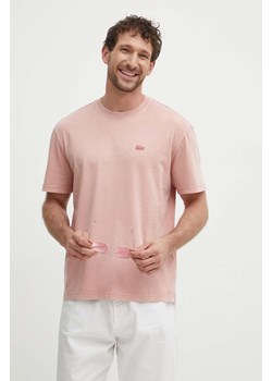Lacoste t-shirt bawełniany męski kolor różowy gładki ze sklepu ANSWEAR.com w kategorii T-shirty męskie - zdjęcie 172243954