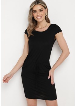Czarna Sukienka z Krótkim Rękawem ze Ściągaczem w Talii Dolati ze sklepu Born2be Odzież w kategorii Sukienki - zdjęcie 172244594