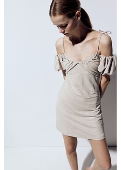 H & M - Warstwowa sukienka cold shoulder - Brązowy ze sklepu H&M w kategorii Sukienki - zdjęcie 172244860