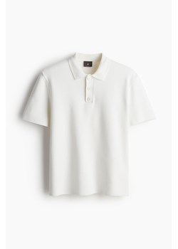 H & M - Dzianinowy top polo Regular Fit - Biały ze sklepu H&M w kategorii T-shirty męskie - zdjęcie 172244910