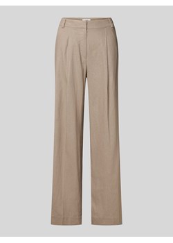 Spodnie lniane z szeroką nogawką i zakładkami w pasie model ‘Cristiana’ ze sklepu Peek&Cloppenburg  w kategorii Spodnie damskie - zdjęcie 172244922