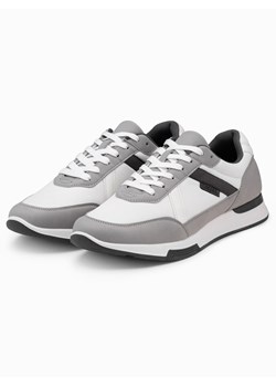 Męskie buty sneakersy z siateczką mesh - szare V2 OM-FOSL-0153 ze sklepu ombre w kategorii Buty sportowe męskie - zdjęcie 172244964