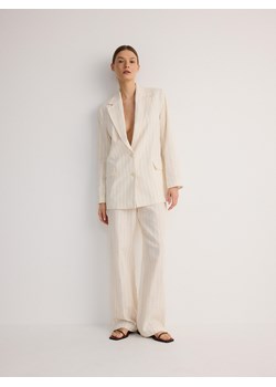 Reserved - Szerokie spodnie z bawełny - beżowy ze sklepu Reserved w kategorii Spodnie damskie - zdjęcie 172245640