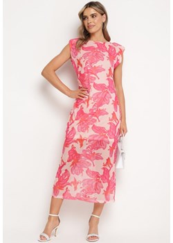 Różowa Sukienka Bodycon z Siateczki w Kwiatowy Wzór Yori ze sklepu Born2be Odzież w kategorii Sukienki - zdjęcie 172246240