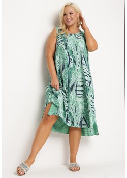 Zielona Trapezowa Sukienka z Wiskozy bez Rękawów Heriana ze sklepu Born2be Odzież w kategorii Sukienki - zdjęcie 172246312