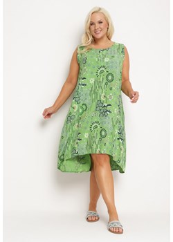 Zielona Wiskozowa Sukienka z Dłuższym Tyłem bez Rękawów Fiema ze sklepu Born2be Odzież w kategorii Sukienki - zdjęcie 172246340