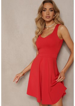 Czerwona Sukienka na Ramiączkach o Rozkloszowanym Kroju z Wycięciem na Plecach z Koronką Eriantia ze sklepu Renee odzież w kategorii Sukienki - zdjęcie 172246771