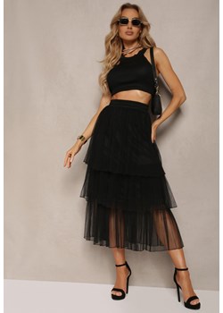 Czarna Tiulowa Spódnica Rozkloszowana z Plisowaniem High Waist Eveleena ze sklepu Renee odzież w kategorii Spódnice - zdjęcie 172246821