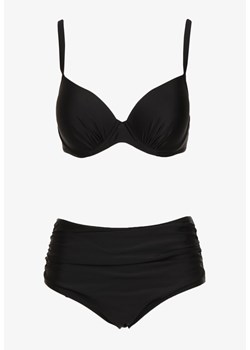 Czarne Bikini 2-Częściowe Biustonosz Wiązany z Tyłu i Majtki High Waist z Marszczeniami Ekubia ze sklepu Renee odzież w kategorii Stroje kąpielowe - zdjęcie 172246884