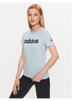 adidas T-Shirt Essentials Slim Logo T-Shirt IM2832 Błękitny Slim Fit ze sklepu MODIVO w kategorii Bluzki damskie - zdjęcie 172247923