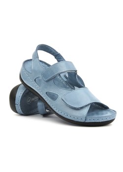 Skórzane sandały damskie na rzepy - Helios 1203, niebieskie ze sklepu ulubioneobuwie w kategorii Sandały damskie - zdjęcie 172248241