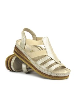 Skórzane sandały damskie - Helios 1205, złote ze sklepu ulubioneobuwie w kategorii Sandały damskie - zdjęcie 172248252