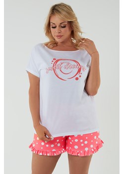 Piżama Italian Fashion Raba kr.r. kr.sp. biały/druk malina ze sklepu kontri.pl w kategorii Piżamy damskie - zdjęcie 172248783