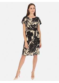 Beżowa sukienka z motywem tropikalnym Potis & Verso Elodi ze sklepu Eye For Fashion w kategorii Sukienki - zdjęcie 172248904