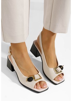 Beżowe sandały na słupku Payge ze sklepu Zapatos w kategorii Sandały damskie - zdjęcie 172249453